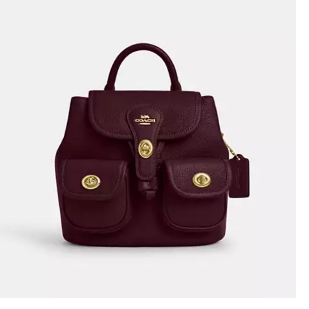 ♥️Coach NWT‎ Dark Wine Hadley Backpack with Turn Lock Closure & Gold Hardware